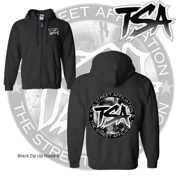 Black & Grey Logo Zip Up Hoodie