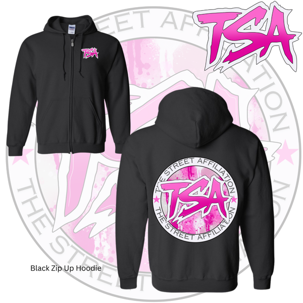 Pink Logo Zip Up Hoodie