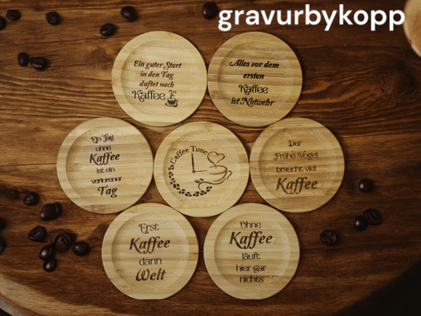 Untersetzer  Bambus  "Kaffee" graviert Geburtstag Weihnachten