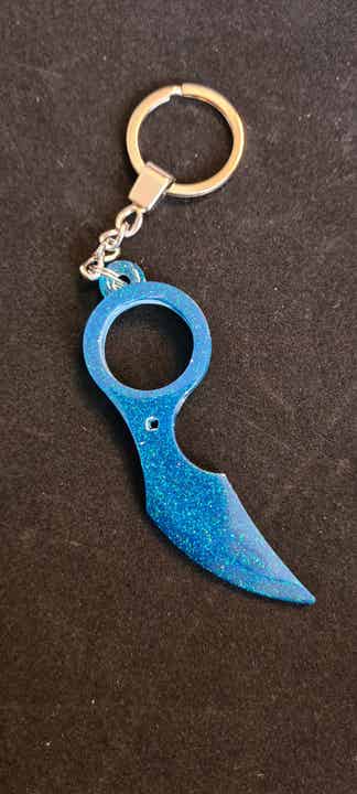Karambit Keychain Blue Glitter