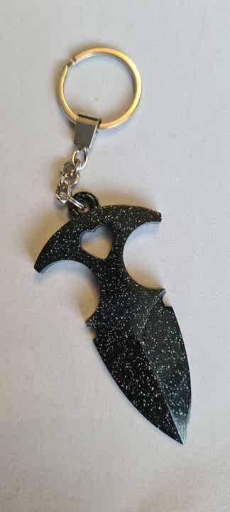 Dagger Keychain Black Rainbow Holographic