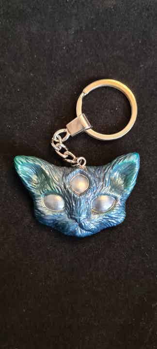 3th Eye Kitty Keychain Dark Green