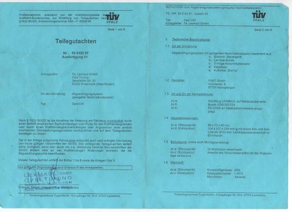 Lexmaul Abgasreinigungssystem ABE Kopie