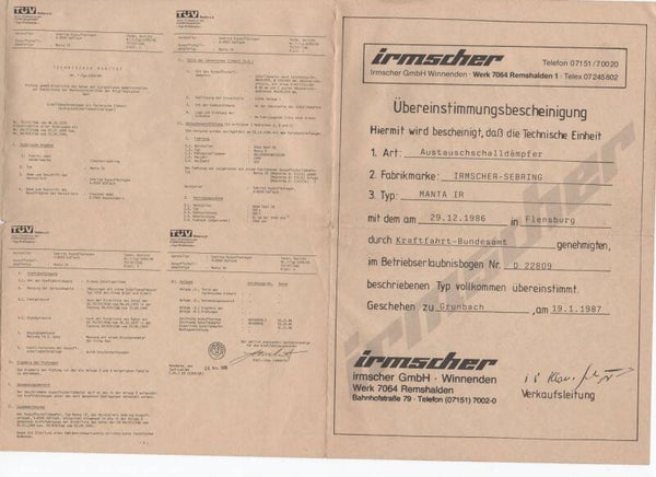 Irmscher Sebring ABE Kopie