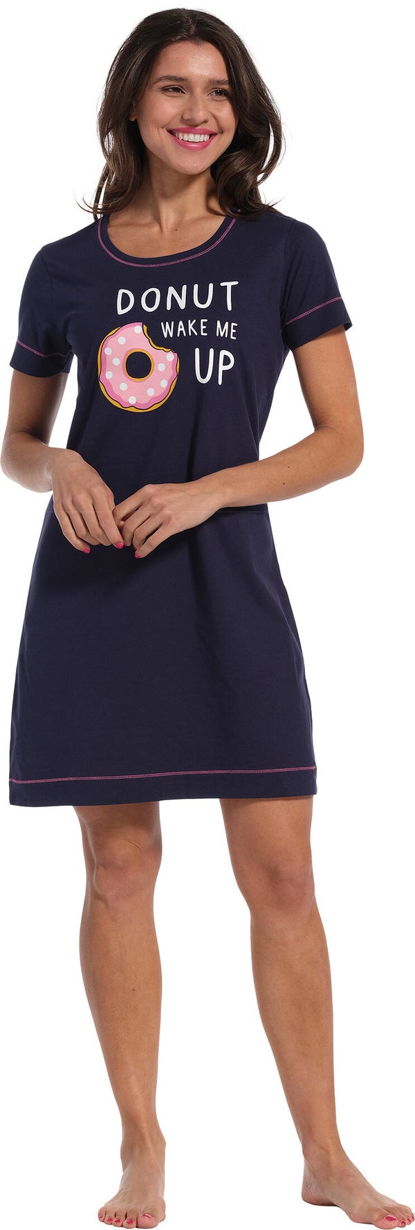 REBELLE BY PASTUNETTE DONKER BLAUW NACHTHEMD 100% KATOEN