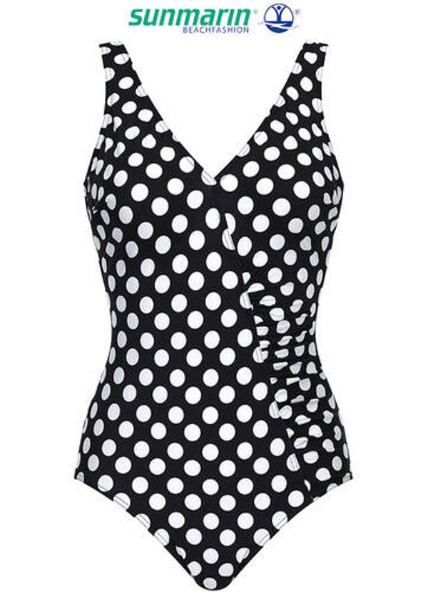 SUNMARIN ZWART BADPAK MET WITTE BOLLEN