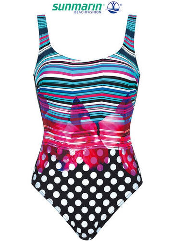 SUNMARIN BADPAK CORRIGEREND BLAUW MET ZWART EN WIT COLLECTIE 2026