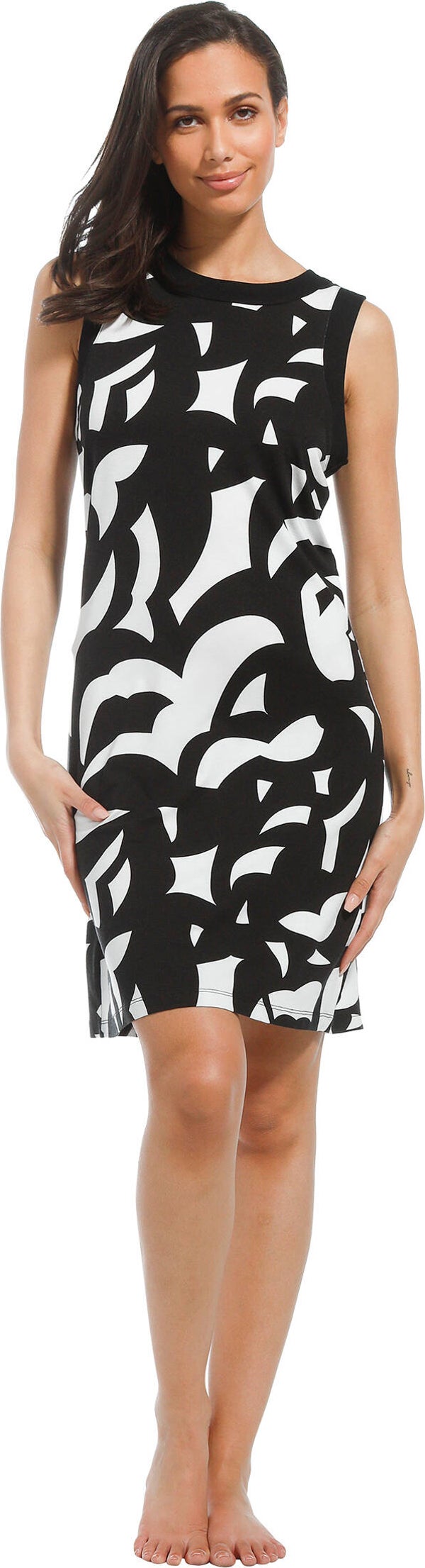 elegante strandjurk zwart /wit