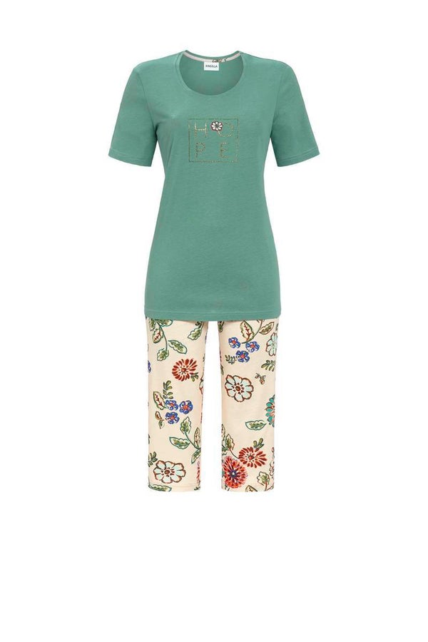 RINGELLA PYJAMA GROEN KORTE MOUW 50% MODAL EN 50% KATOEN