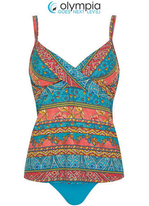 OLYMPIA TANKINI LICHT BLAUW MET ROOD/ORANJE