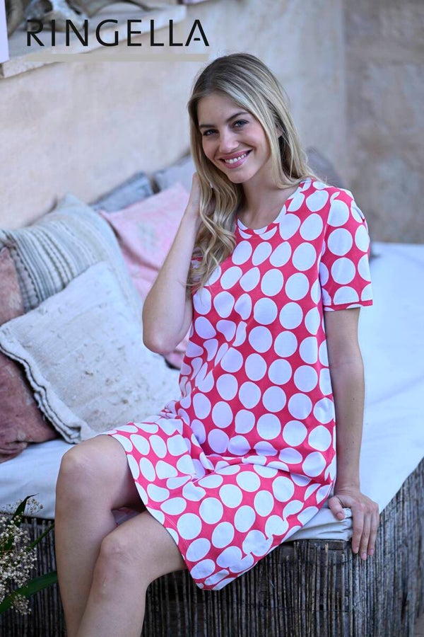 RINGELLA SLEEPSHIRT MET POLKA DOTS  KORTE MOUW