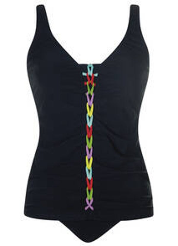 Sunflair Tankini zwart met kleurtjes tijdloos