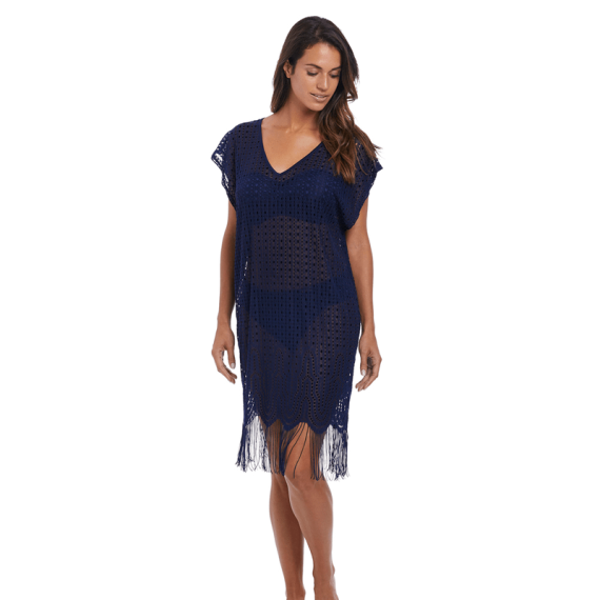 Fantasie strandjurk blauw