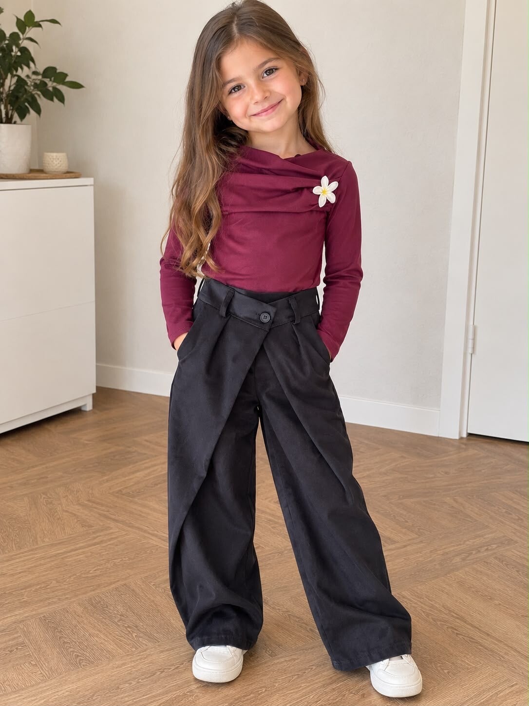 Bordeaux flower Drape top
