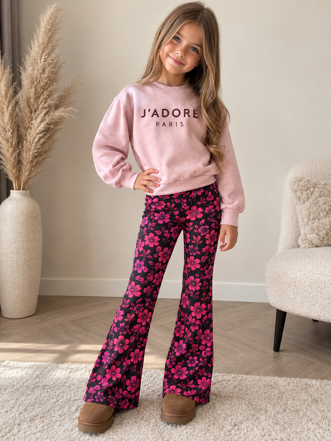 Flair velvet bloemen paars en roze