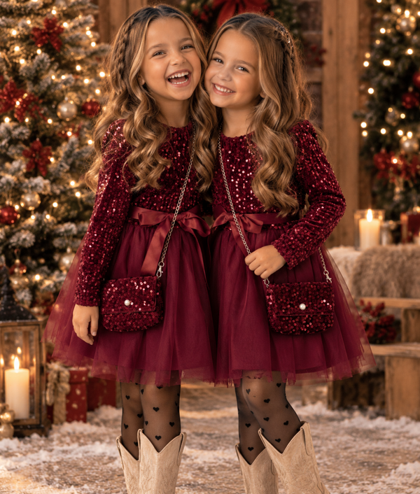 Glitter jurk met tule rok incl. tasje
