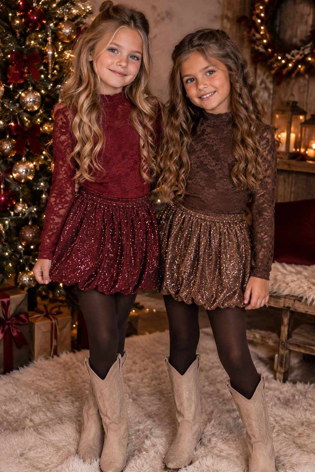 Lace kanten longsleeve Bordeaux of Bruin