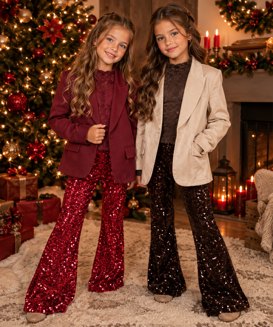 Flairpants glitter Bordeaux en Bruin