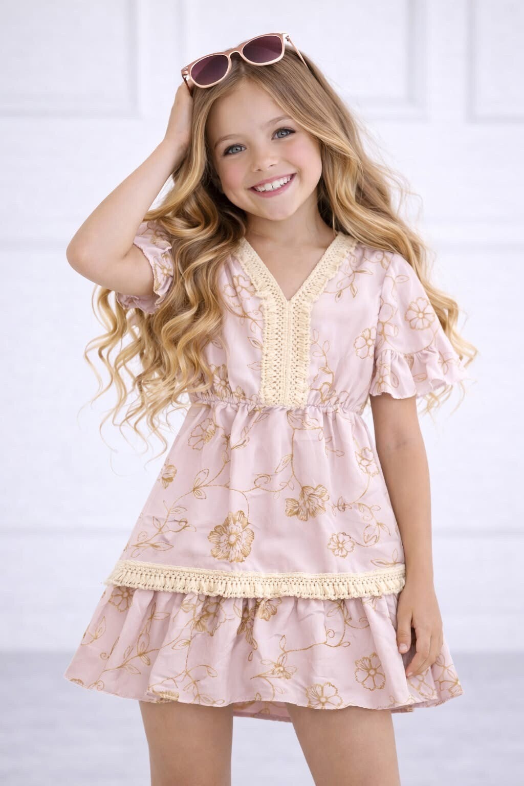 Jurk Roze met borduur print