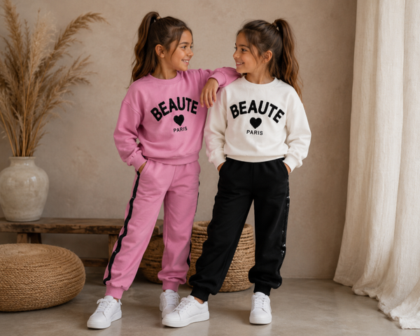 2 delige set/Comfy set sparkle roze of zwart wit
