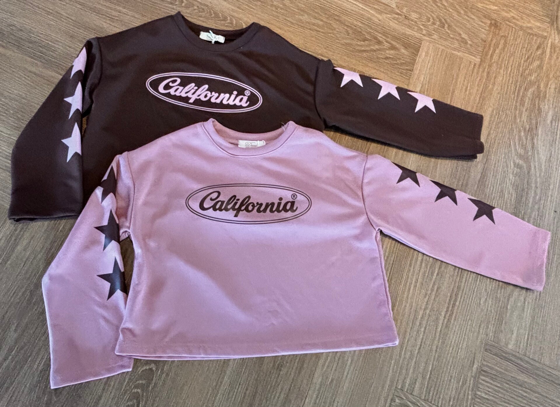Longsleeve Californie ster bruin of roze (kinder maten)