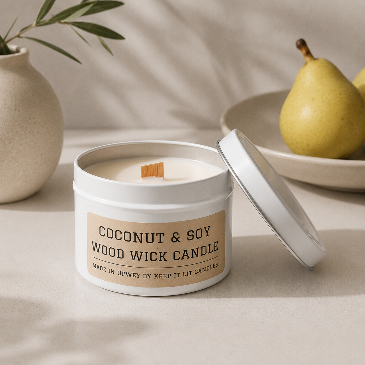 French pear small wood wick candle