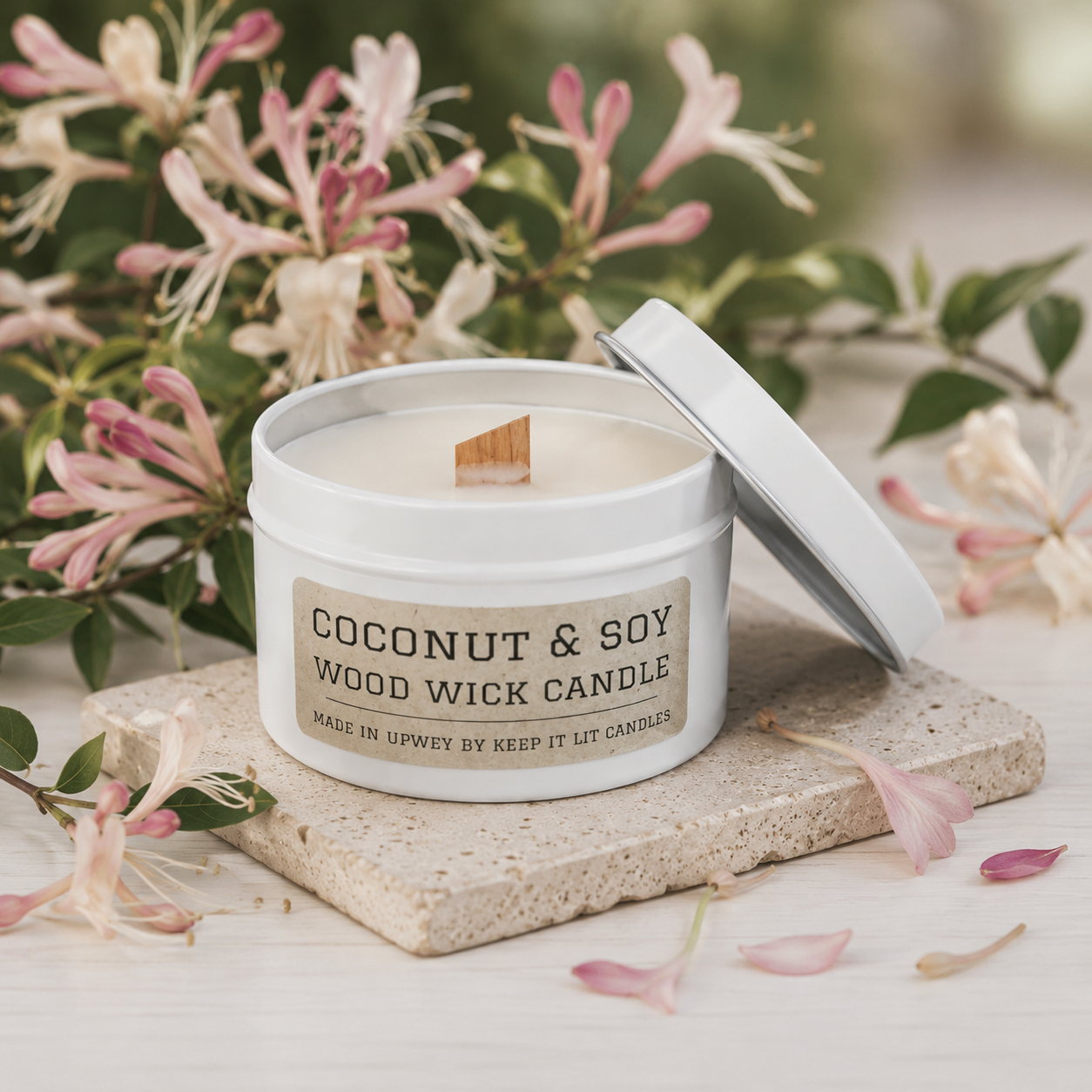 Japanese honeysuckle small wood wick candle