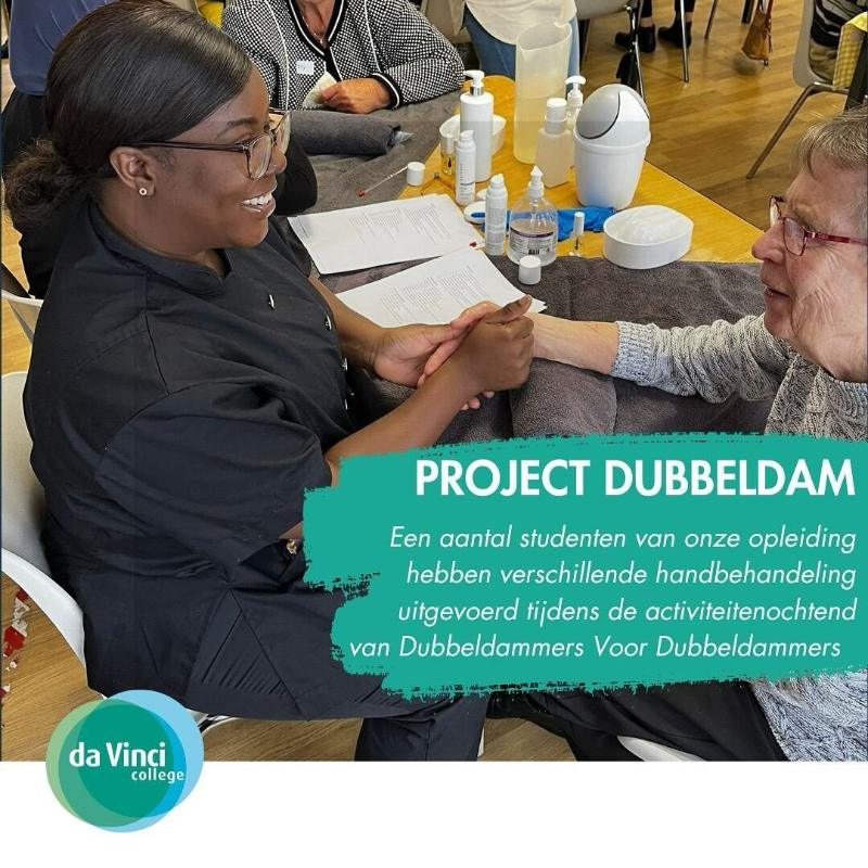 Handverzorging Da Vinci leerlingen bij Dubbeldammers voor Dubbeldammers