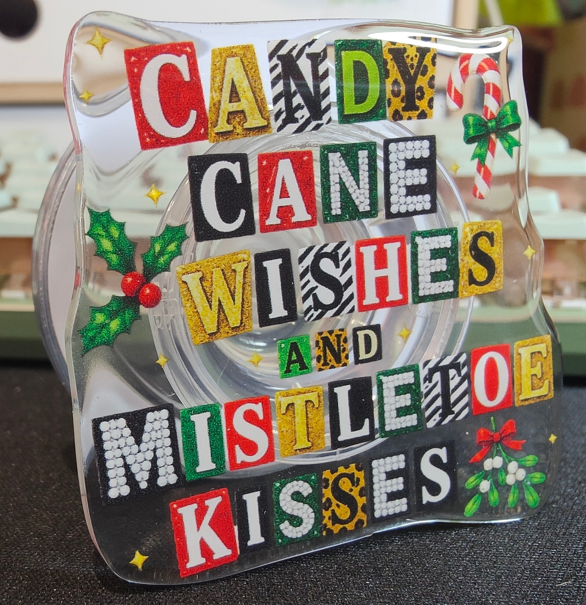 Candy cane and mistletoe