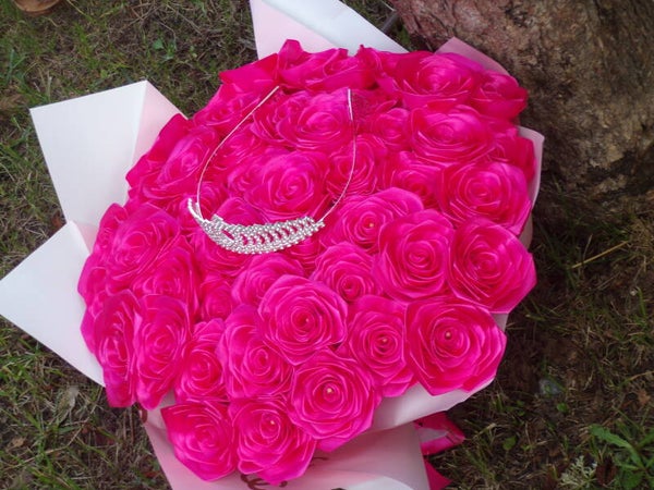 Bouquet rose satinée