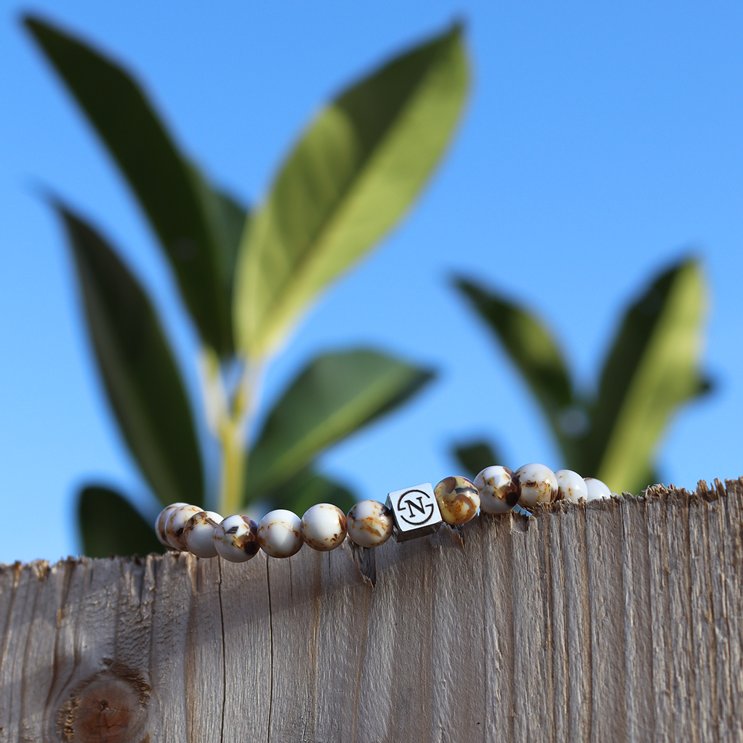 Howliet Natuursteen Armband | Wit Goud