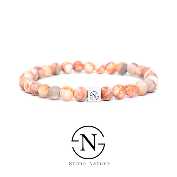 Netstone Natuursteen Dames Armband | Roze