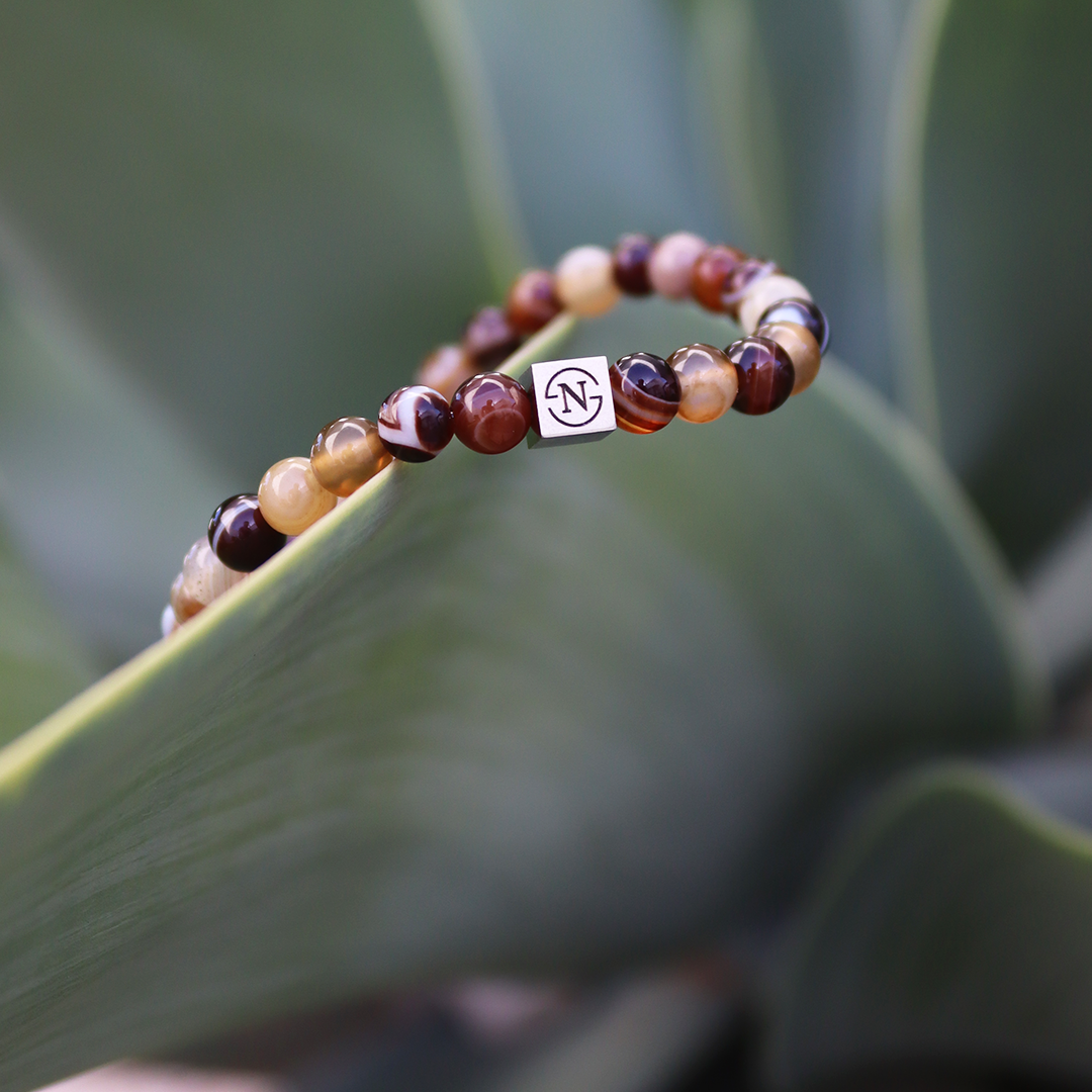 Agaat Natuursteen Heren Armband | Bruin