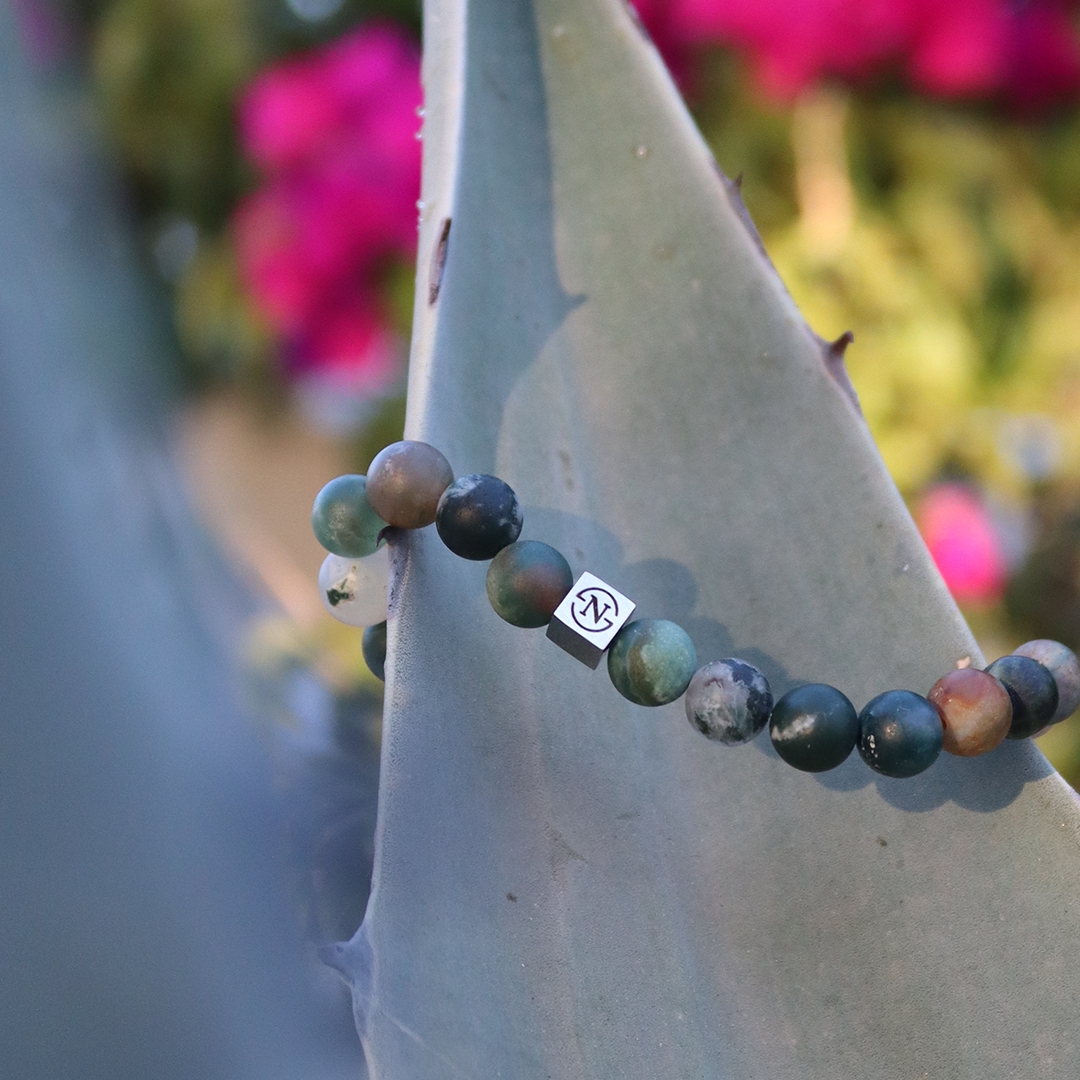 Agaat Natuursteen Dames Armband | Groen Mix