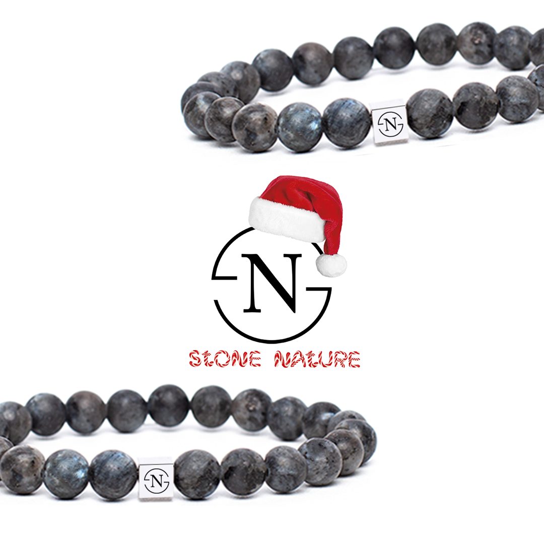 Labradoriet Natuursteen Heren Armband | Grijs Mat