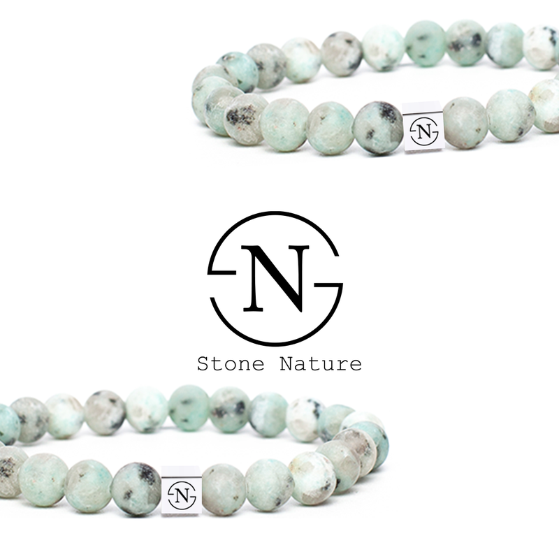 Tianshan Graniet Natuursteen Heren Armband | Mint Groen