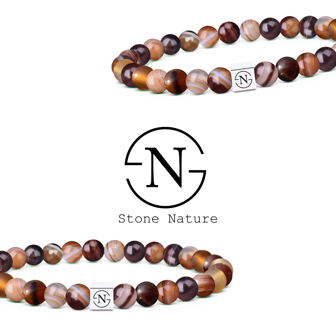 Agaat Natuursteen Heren Armband | Bruin