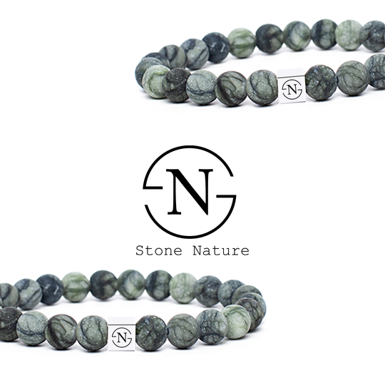 Netstone Natuursteen Heren Armband | Groen