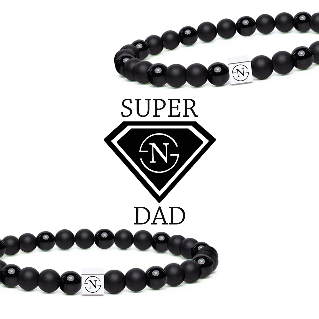 Double Jade Natuursteen Heren Armband | Zwart