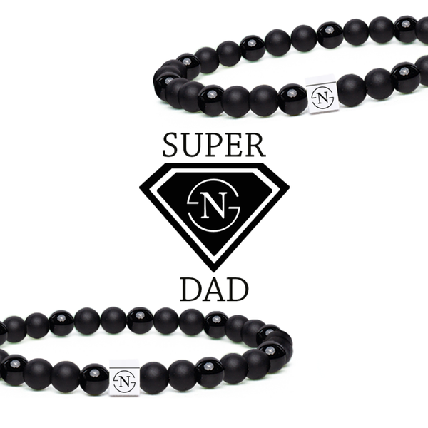 Double Jade Natuursteen Heren Armband | Zwart
