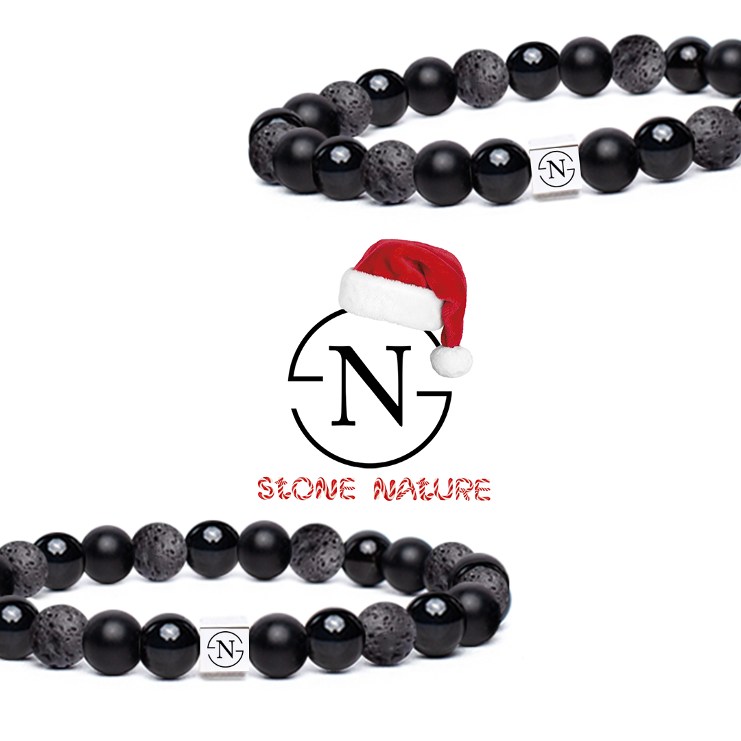 Jade Lava Natuursteen Dames Armband | Triple Black