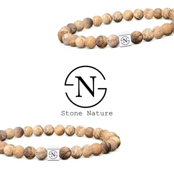 Natuursteen Armband Jaspis | Beige Mat