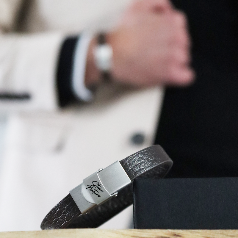 Leren Armband Stone Nature | Donkerbruin