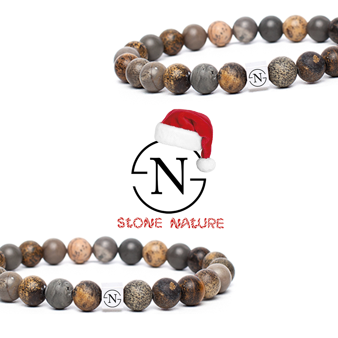 Earth Stone Natuursteen Heren Armband | Bruin mix
