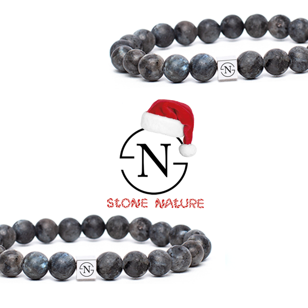 Labradoriet Natuursteen Heren Armband | Grijs Mat