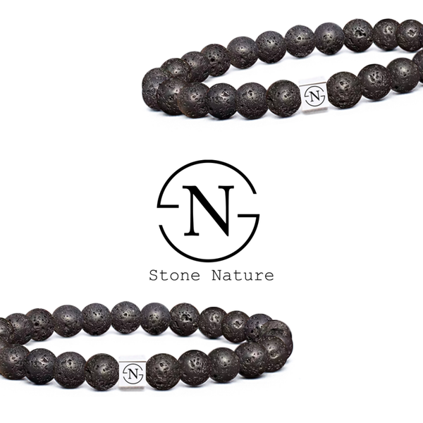 Lava Natuursteen Dames Armband | Zwart