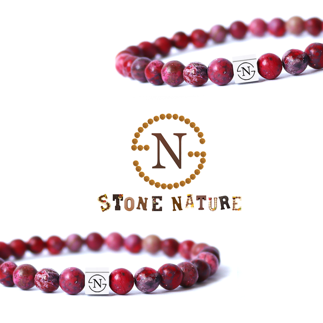 Natuursteen Armband Stone Nature | Fuchsia