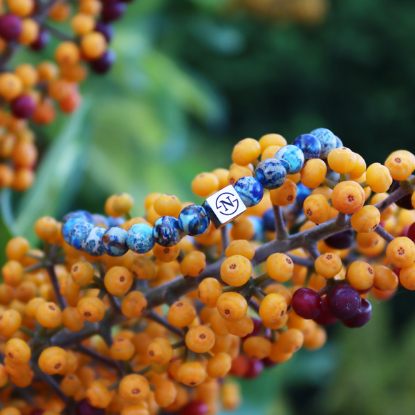 Sediment Natuursteen Armband | Aqua