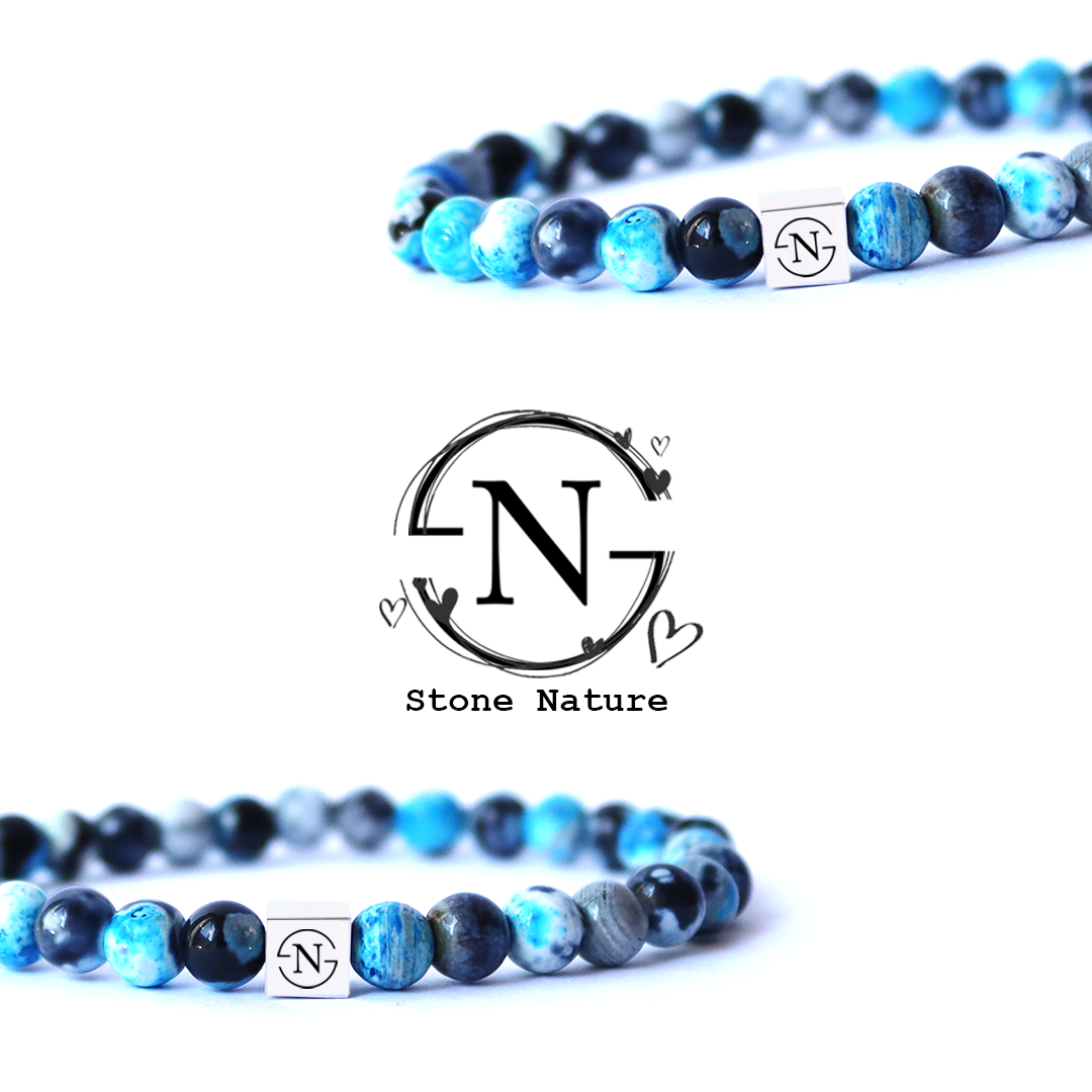 Agaat Natuursteen Armband Stone Nature  | Sky Blue
