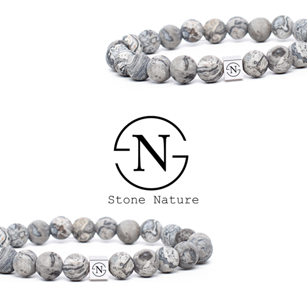 Mapstone Natuursteen Dames Armband | Grijs Mat